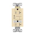 Product Image of Gfci Receptacle, Nightlight, Self-Test, #14 -10 Awg 20A 125V, Ivory, Night Light, 2-Pole 3-Wire, TRSGFNL20V