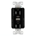 Product Image of Combination Usb Type A & C Charger, 15A 5-15R Receptacle, Black, Usb, Brass, Flush, 2-Pole, TRUSBAC15BK-BOX
