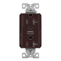 Product Image of Combo Usb Type A & C Charger, 20A 5-20R Receptacle, Brown, Usb, Brass, Flush, 2-Pole, 3-Wire, TRUSBAC20B-BOX