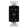 Product Image of Combo Usb Type A & C Charger, 20A 5-20R Receptacle, Black, Usb, Flush, 2 Pole, 3 Wire, 125 V, TRUSBAC20BK-BOX