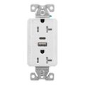 Product Image of Combo Usb Type Aandc Charger, 20A 5-20R Receptacle, White, Usb, Flush, 2-Pole, 3-Wire, 125V, TRUSBAC20W-BOX