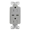 Product Image of Combination Usb Type-C Charger, 15A 5-15R Receptacle, 5A, 125 Vac, Grey, Box, TRUSBC15GY-BOX
