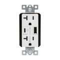 Product Image of Combination Usb Type-Ac Charger With Power Delivery, 20A 5-20R Receptacle, 60W,125Vac, W, TRUSBPDAC20W-BOX