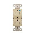 Product Image of Commercial Duplex Receptacle, #14-10 Awg 15A 125V, Back & Side, Ivory, Weather Resistant, TWRBR15V