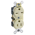 Product Image of Duplex Receptacle Outlet,  Dual Voltage, Indented Face, 15A, 125/250V Side Wire, NEMA 5-15R_6-15R, 2-Pole, 3-Wire, Self-Grounding (Ivory)