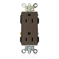 Product Image of Decora Plus Duplex Receptacle Outlet,  Smooth Face, 15A, 125V Back or Side Wire, NEMA 5-15R, 2-Pole, 3-Wire, Self-Grounding (Brown)
