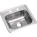 Product Image of Dayton Stainless Steel 15" x 15" x 5-3/16" 2-Hole Single Bowl Drop-in Bar Sink w/ 3-1/2" Drain Opening