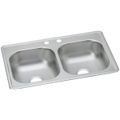 Product Image of Dayton Stainless Steel 33" x 19" x 6-7/16" 2-Hole Equal Double Bowl Drop-in Sink