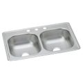 Product Image of Dayton Stainless Steel 33" x 19" x 6-7/16" 3-Hole Equal Double Bowl Drop-in Sink