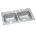 Product Image of Dayton Stainless Steel 33" x 19" x 6-7/16" 4-Hole Equal Double Bowl Drop-in Sink