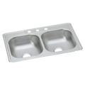 Product Image of Dayton Stainless Steel 33" x 21-1/4" x 6-9/16" 3-Hole Equal Double Bowl Drop-in Sink