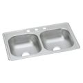Product Image of Dayton Stainless Steel 33" x 22" x 6-9/16" 3-Hole Equal Double Bowl Drop-in Sink