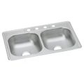 Product Image of Dayton Stainless Steel 33" x 22" x 6-9/16" 4-Hole Equal Double Bowl Drop-in Sink