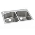 Product Image of Dayton Stainless Steel 33" x 22" x 8" 2R-Hole Equal Double Bowl Dual Mount Sink