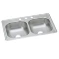 Product Image of Dayton Stainless Steel 33" x 19" x 8" 3-Hole Equal Double Bowl Drop-in Sink