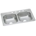 Product Image of Dayton Stainless Steel 33" x 19" x 8" 4-Hole Equal Double Bowl Drop-in Sink