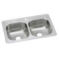 Product Image of Dayton Stainless Steel 33" x 22" x 8-1/16" 1-Hole Equal Double Bowl Drop-in Sink