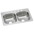 Product Image of Dayton Stainless Steel 33" x 22" x 8-1/16" 4-Hole Equal Double Bowl Drop-in Sink