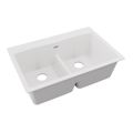 Product Image of Quartz Classic 33" x 22" x 10" Equal Double Bowl Drop-in Sink w/ Aqua Divide (White)