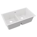 Product Image of Quartz Classic 33" x 19" x 10" Equal Double Bowl Undermount Sink w/ Aqua Divide (White)