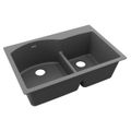 Product Image of Quartz Classic 33" x 22" x 10" Offset 60/40 Double Bowl Drop-in Sink w/ Aqua Divide (Dusk Gray)