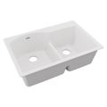 Product Image of Quartz Classic 33" x 22" x 10" Offset 60/40 Double Bowl Drop-in Sink w/ Aqua Divide (White)