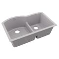 Product Image of Quartz Classic 33" x 22" x 10" Offset 60/40 Double Bowl Undermount Sink w/ Aqua Divide (Greystone)