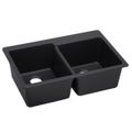 Product Image of Quartz Luxe 33" x 22" x 9-1/2" Offset Double Bowl Drop-in Sink Caviar