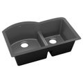 Product Image of Quartz Luxe 33" x 22" x 10" Offset 60/40 Double Bowl Undermount Sink w/ Aqua Divide Charcoal