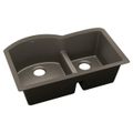Product Image of Quartz Luxe 33" x 22" x 10" Offset 60/40 Double Bowl Undermount Sink w/ Aqua Divide Chestnut