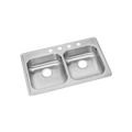Product Image of Dayton Stainless Steel 33" x 21-1/4" x 5-3/8" 4-Hole Equal Double Bowl Drop-in Sink