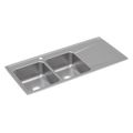 Product Image of Lustertone Classic Stainless Steel 48" x 22" x 7-5/8" Equal Double Bowl Drop-in Sink w/ Drainboard