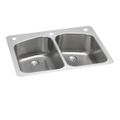 Product Image of Lustertone Classic Stainless Steel 33" x 22" x 9" 3-Hole Equal Double Bowl Dual Mount Sink w/ Perfect Drain