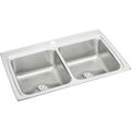 Product Image of Lustertone Classic Stainless Steel 33" x 22" x 8-1/8" 1-Hole Equal Double Bowl Drop-in Sink w/ Perfect Drain