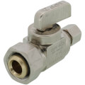 Product Image of 1/2" PEX Crimp x 3/8" OD Comp x 1/4" OD Comp Dual Shut-Off Valve (Lead Free)