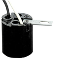 Product Image of Medium Base, 1 Piece, Keyless, Incandescent, Phenolic Lampholder, Bracket Mount, Single Circuit, Back Wired, (Black)