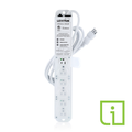 Product Image of 15A Medical Grade Power Strip w/ Load Monitoring Inform , SuRGe Protected, 6-outlet, 7" Cord