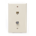 Product Image of Standard Telephone Wall Jack, 6p4c X F, Screw Terminals (Ivory)
