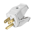 Product Image of 15A, 125V NEMA 5-15p 2-pole, 3-wire Grounding Replacement Plug, Clamptite Hinged Design, Thermoplastic (White)