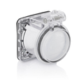 Product Image of 16 Series Panel Receptacle Enclosure w/ Automatic Closing Lid, Male/Female, Thermoplastic Housing and Cover, Stainless Steel Torsion Spring, Clear