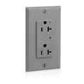Product Image of Decora Plus SuRGe Protective Isolated Ground Duplex Receptacle Outlet,  20A, 125V Back or Side Wire, NEMA 5-20R, 2-Pole, 3-Wire, Gray