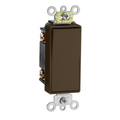 Product Image of 15A, 120/277V Decora Plus Rocker 3-way AC Quiet Switch, Commercial Spec Grade, Self Grounding, Back & Side Wired(Brown)
