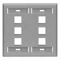 Product Image of Dual-Gang Quickport, Wallplate w/ ID Windows, 6-port (Gray)