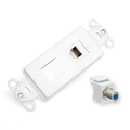 Product Image of Decora Telephone And Video Insert Kit w/ One 6P6C Usoc Jack And One F-Connector Coupler (White)