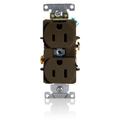 Product Image of Duplex Receptacle Outlet,  Smooth Face, 15A, 125V Back or Side Wire, NEMA 5-15R, 2-Pole, 3-Wire, Self-Grounding (Brown)