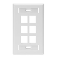 Product Image of Single-Gang Quickport, Wallplate w/ ID Windows, 6-port (White)