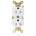 Product Image of Duplex Receptacle Outlet, Extra  Tamper-Resistant, Smooth Face, 20A, 125V Back or Side Wire, NEMA 5-20R, 2-Pole, 3-Wire, Self-Grounding (White)