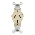 Product Image of Single Receptacle Outlet,  Dual Voltage, Smooth Face, 20A, 125/250V Side Wire, NEMA 10-20R, 3-Pole, 3-Wire, Non-Grounding (Ivory)