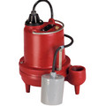 1/3 HP C.I. Automatic Submersible Effluent Pump w/ Wide-Angle Piggyback Float Switch - 115v -10 ft Cord