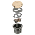 Product Image of 1-Gang Round Non-Metallic Cut-In Floor Box Kit for Installed Floors w/ Single Flip Lid (Brass)